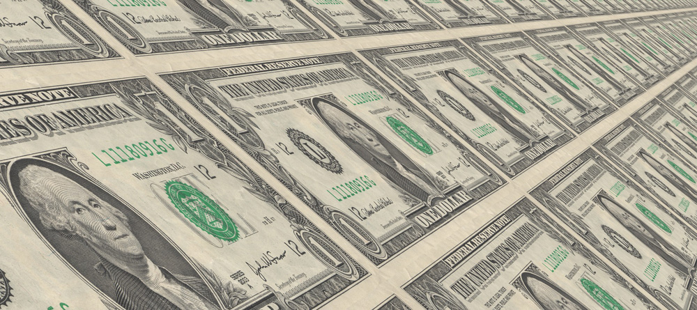 sheet of dollar bills